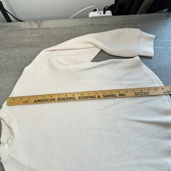 Madewell Waffle Knit Long Sleeve Crewneck Tee Pale Pink Cream M - Picture 7 of 8